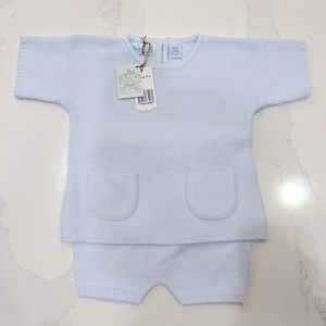 NWT Feltman Brothers knit short set. Light blue. 18 month. TTS